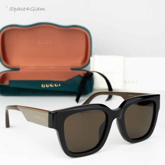 NEW Gucci GG1670SK 004 Black Green Brown Unisex Square Sunglasses GG 1670SK
